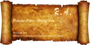 Rauscher Avarka névjegykártya